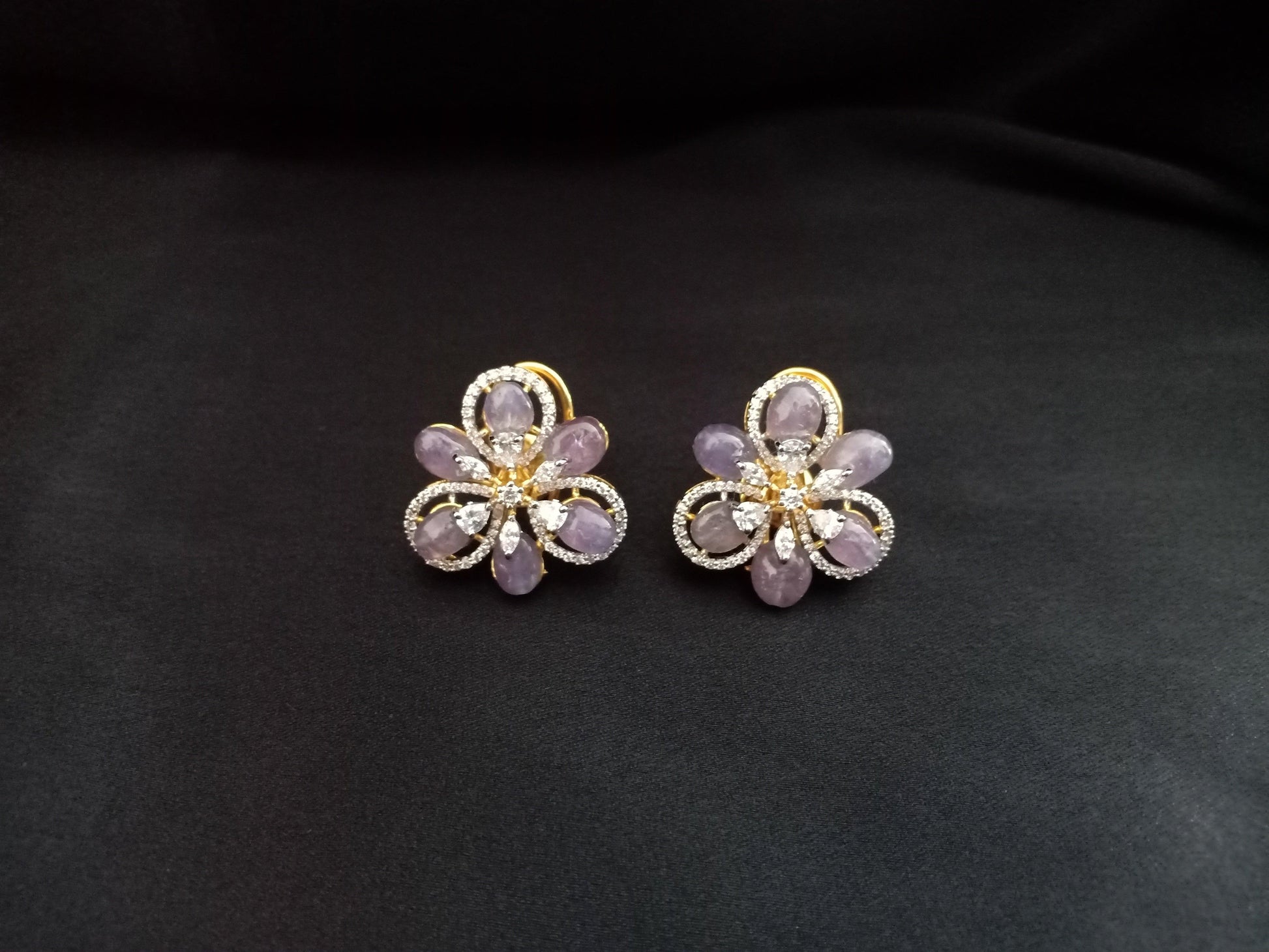 Tanzanite Blossom Floral Earrings - Dyulokha
