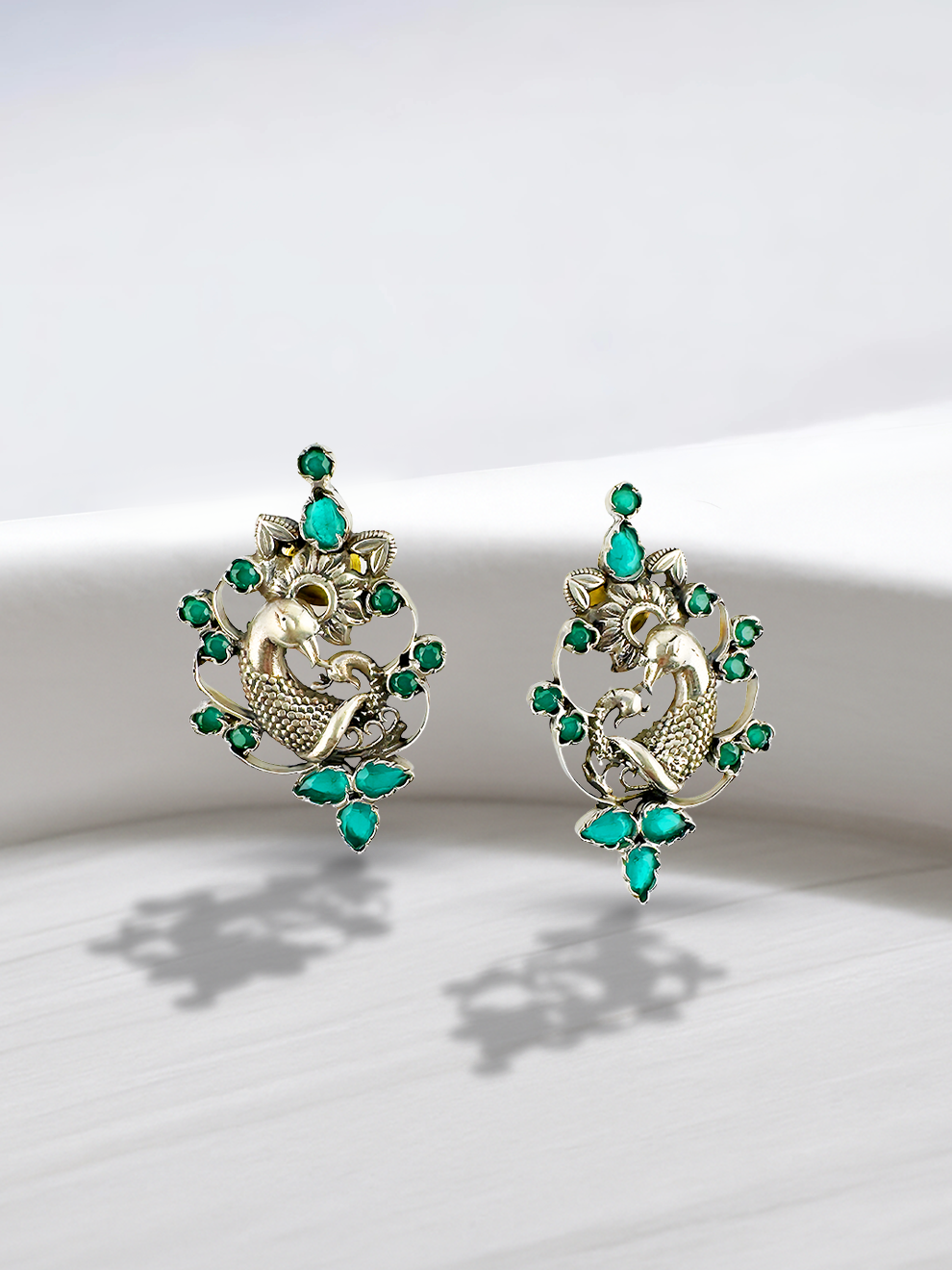Emerald Plume Studs