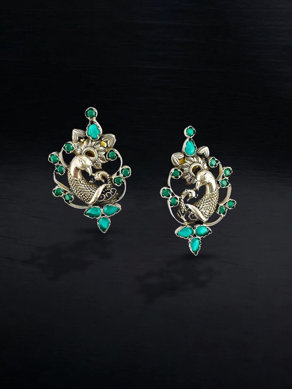 Emerald Plume Studs