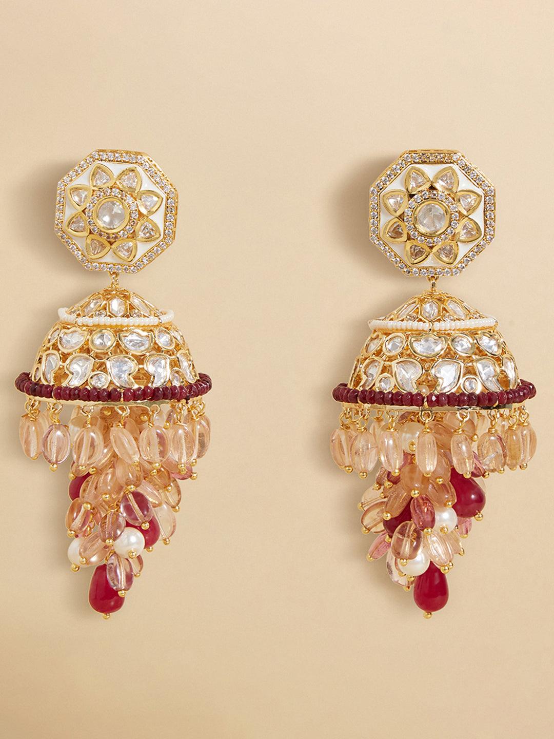 Harmony in Gold Agate & Polki Earrings - Dyulokha