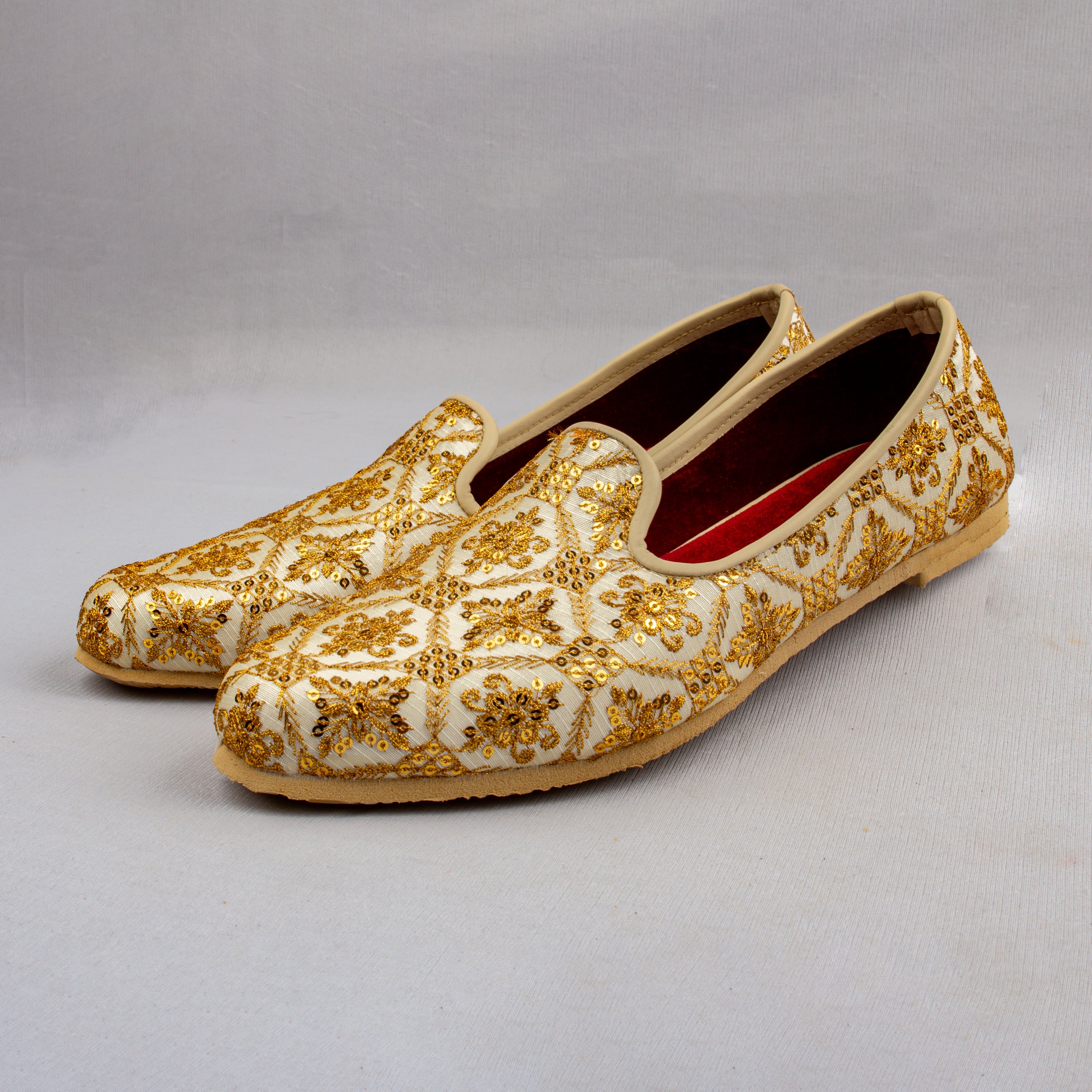 Cream Artisan Textured Closed Toe Loafers