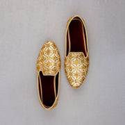 Cream Artisan Textured Closed Toe Loafers