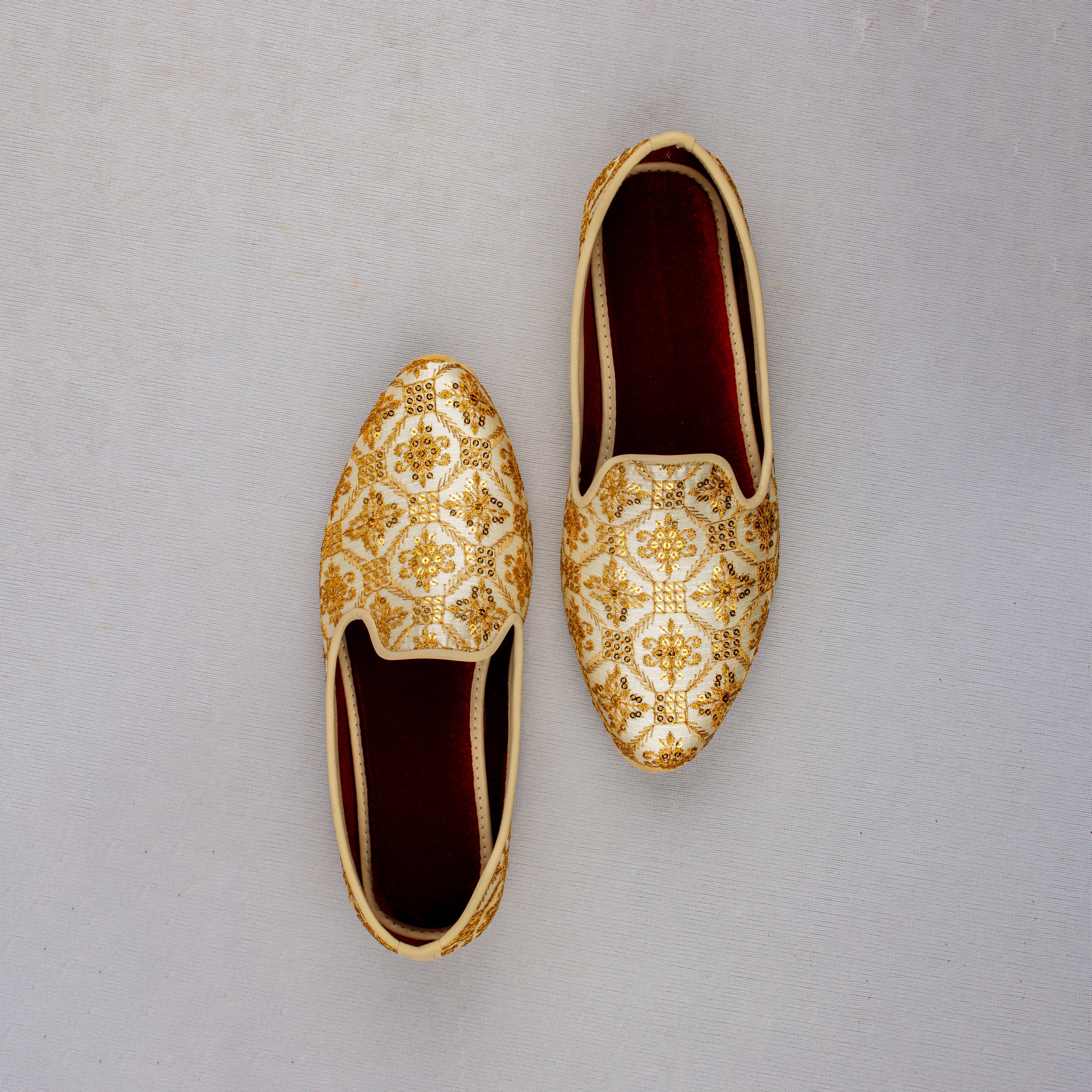 Cream Artisan Textured Closed Toe Loafers