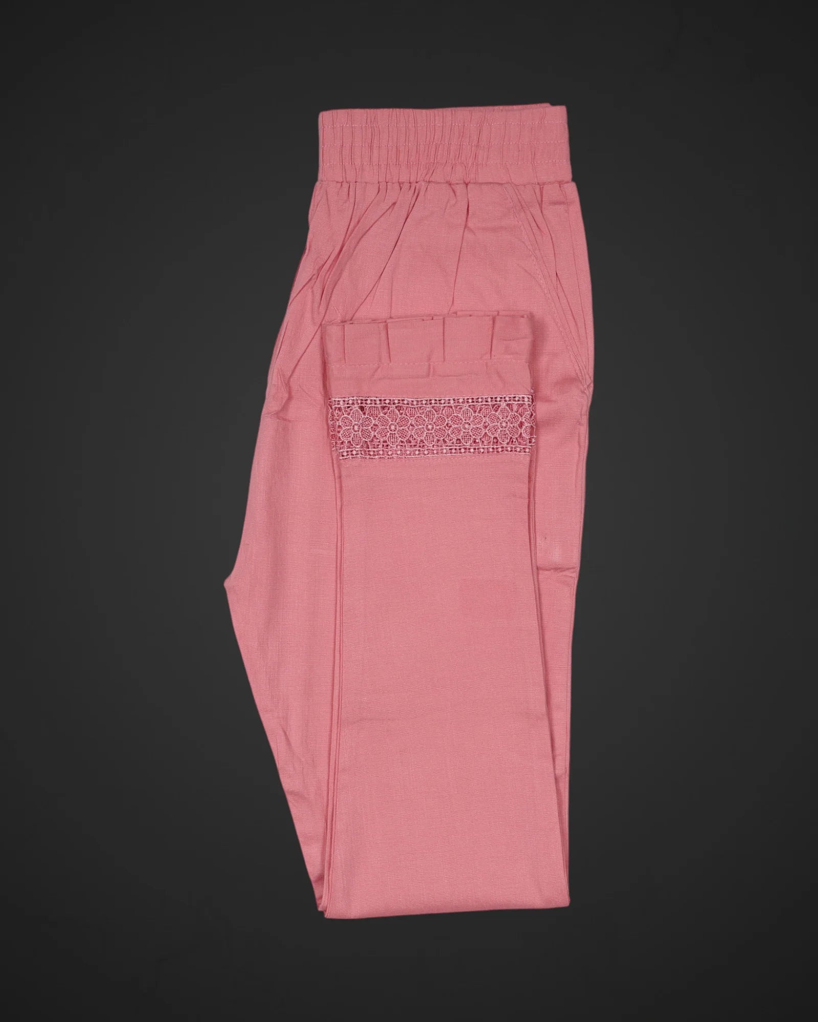 Baby Pink Cotton Straight Pants