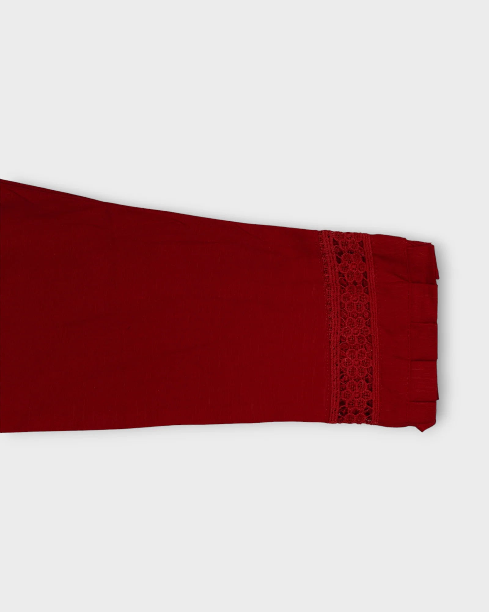 Red Cotton Ankle Length Comfortable Pants