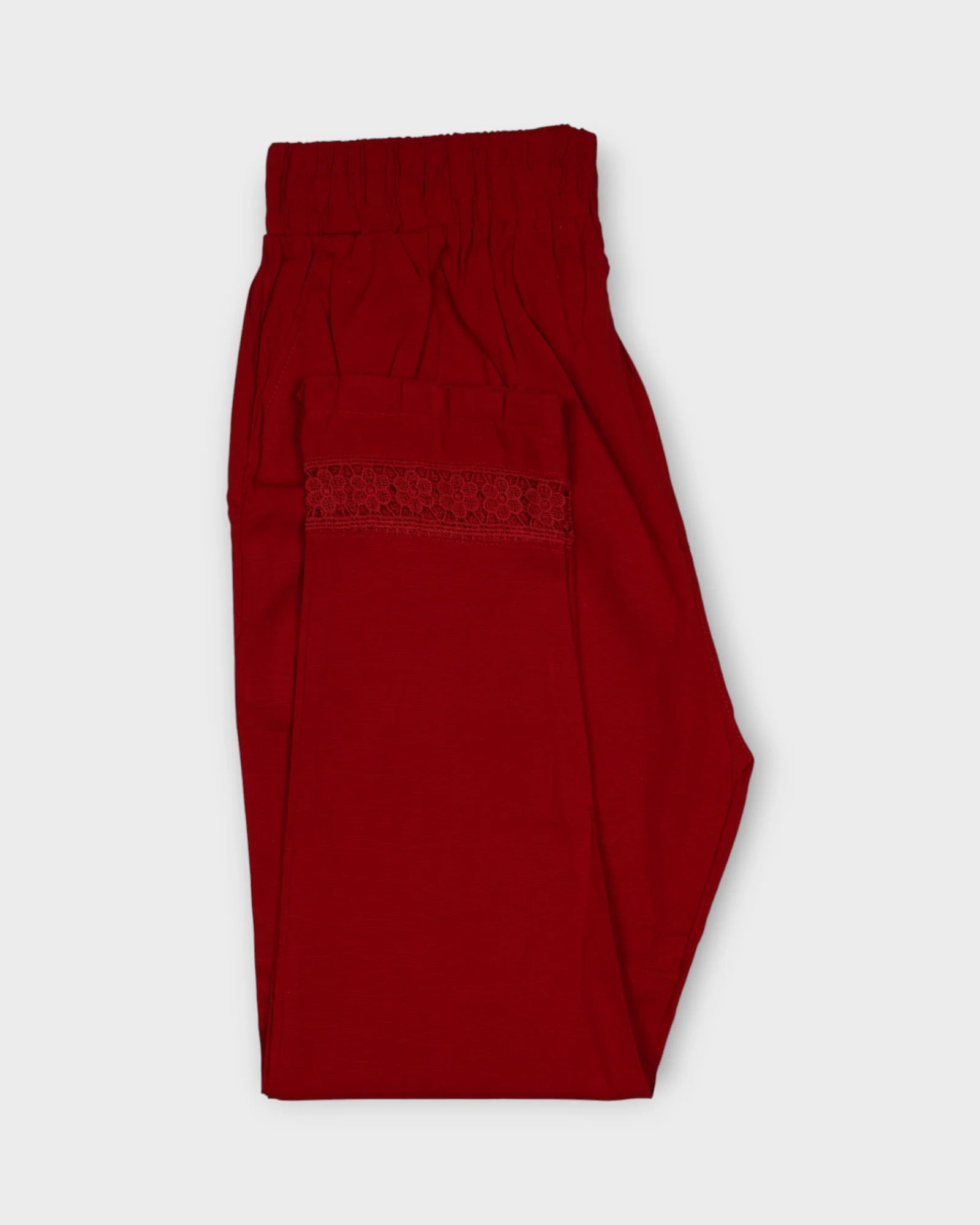 Red Cotton Ankle Length Comfortable Pants