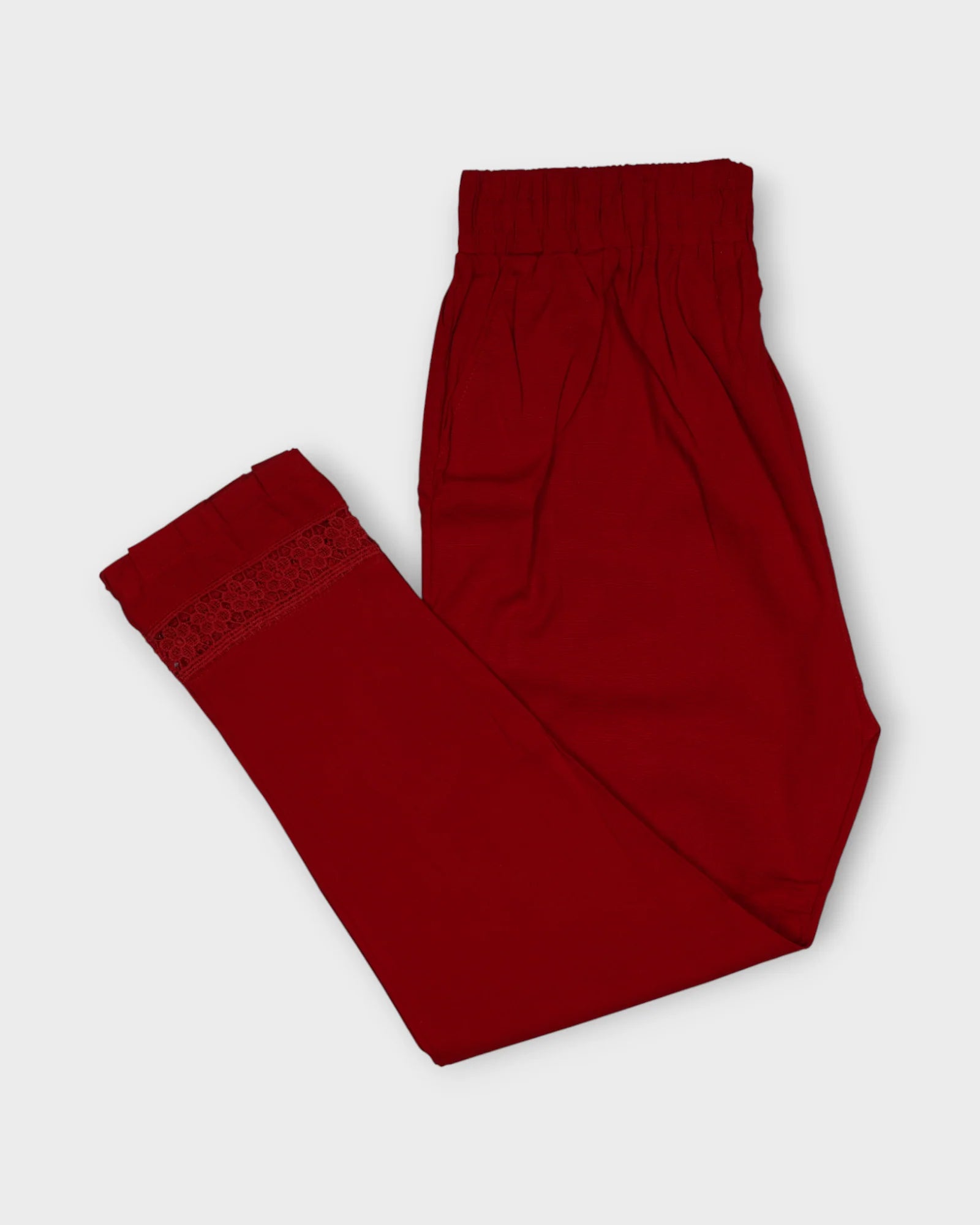 Red Cotton Ankle Length Comfortable Pants