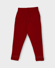 Red Cotton Ankle Length Comfortable Pants