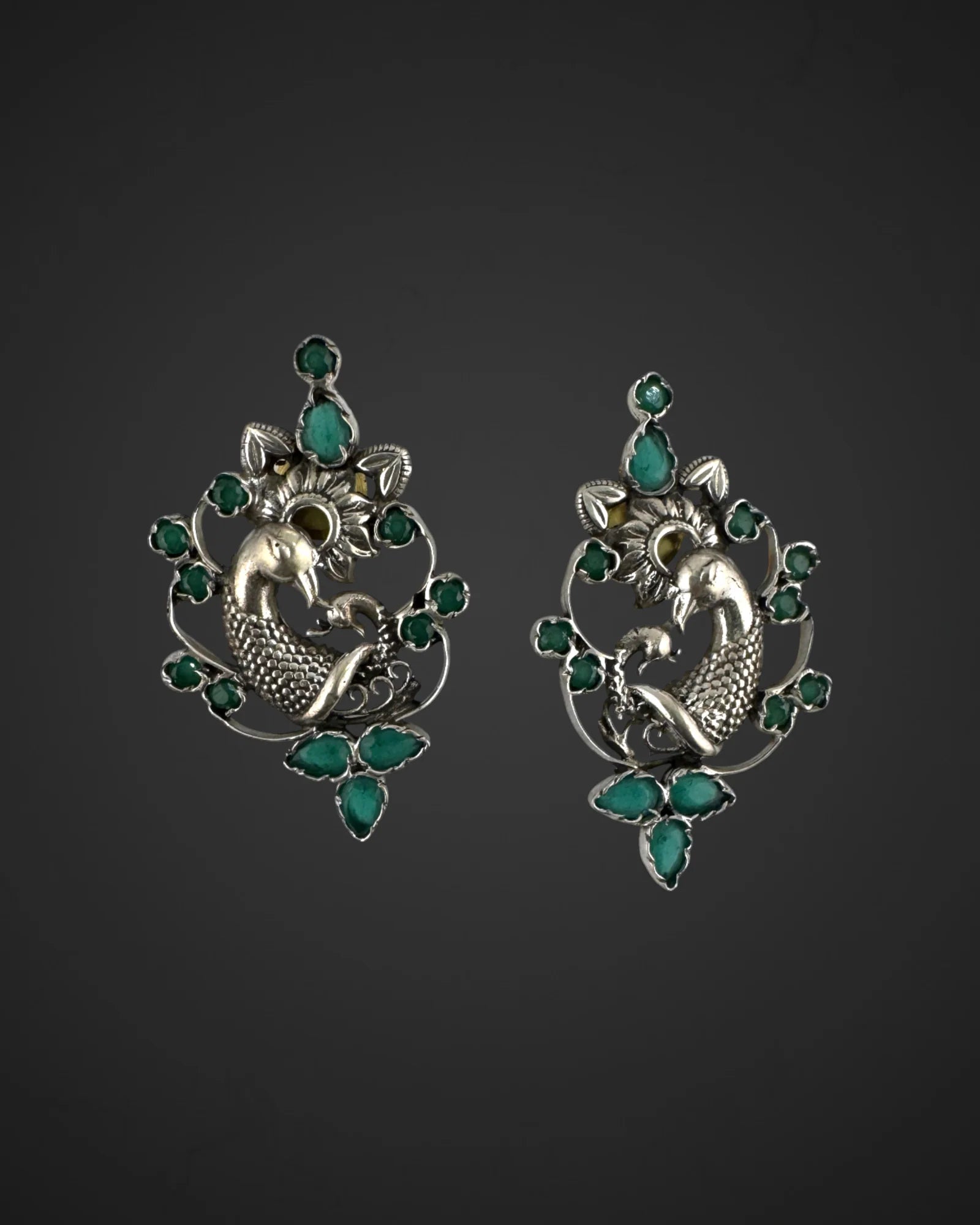 Emerald Plume Studs