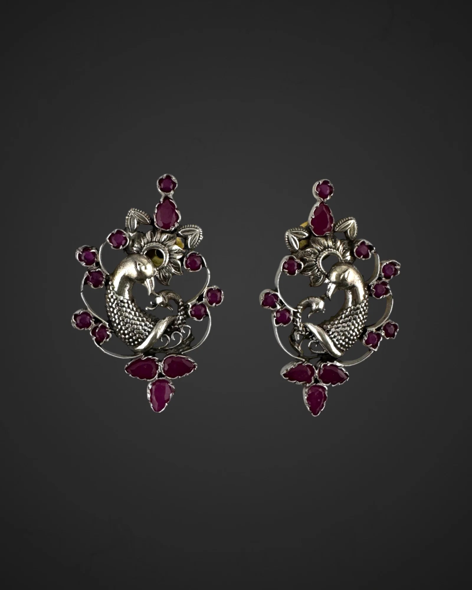 Pink Peacock Studs