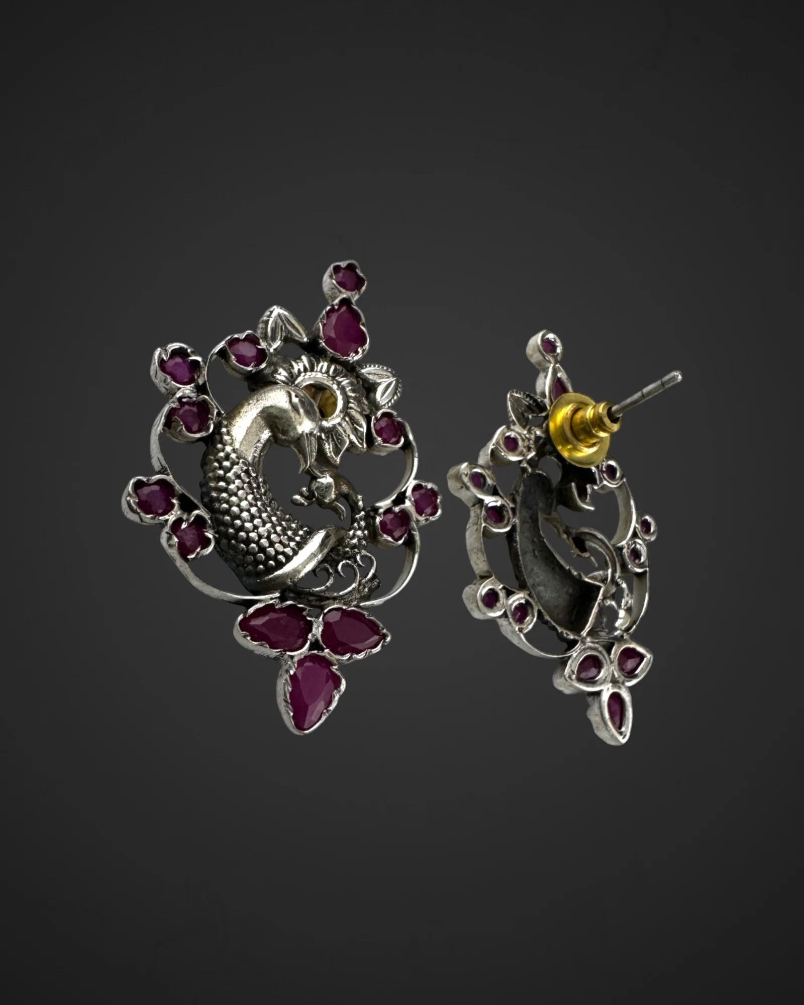 Pink Peacock Studs