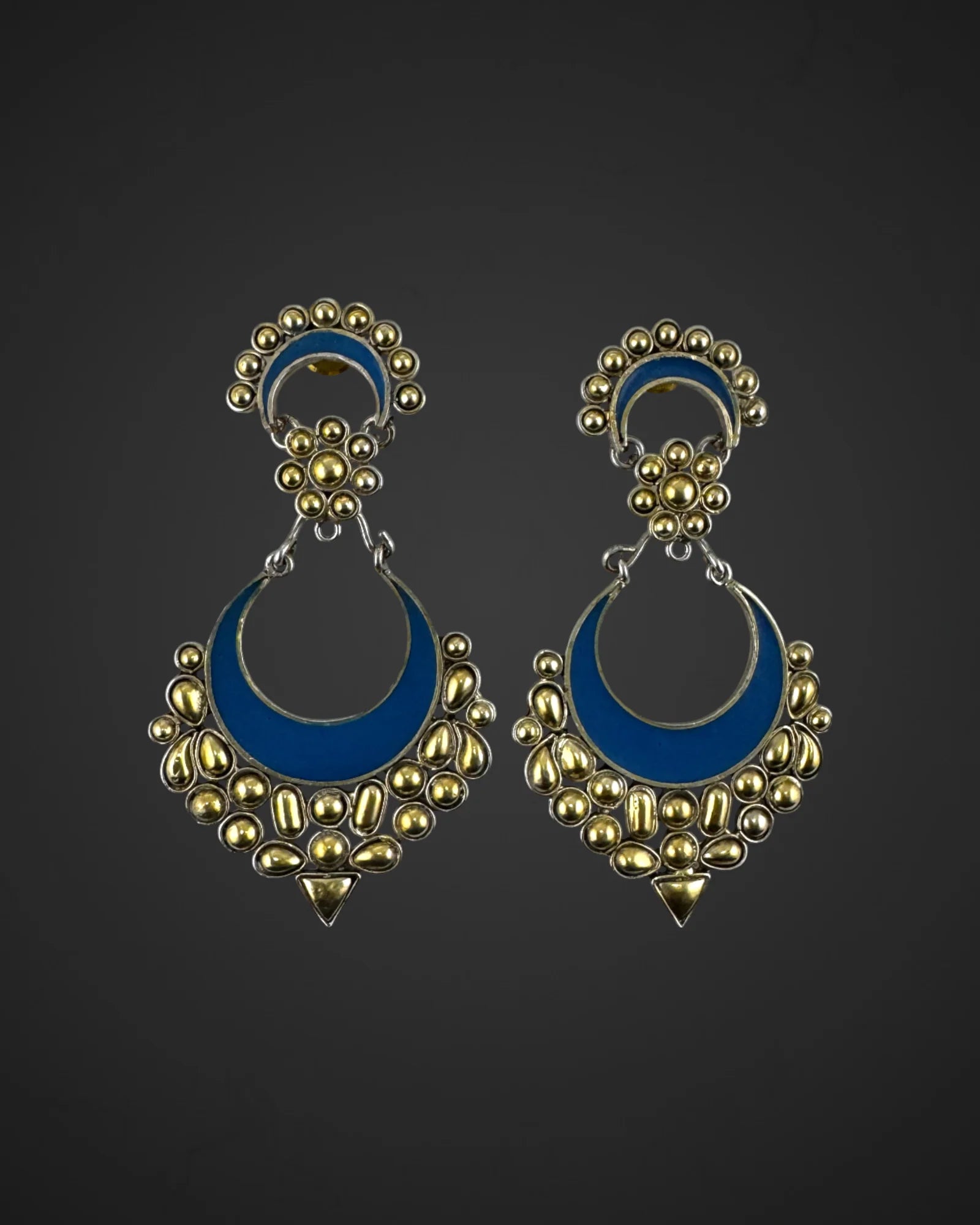 Blue and Gold Harmony Chandbalis