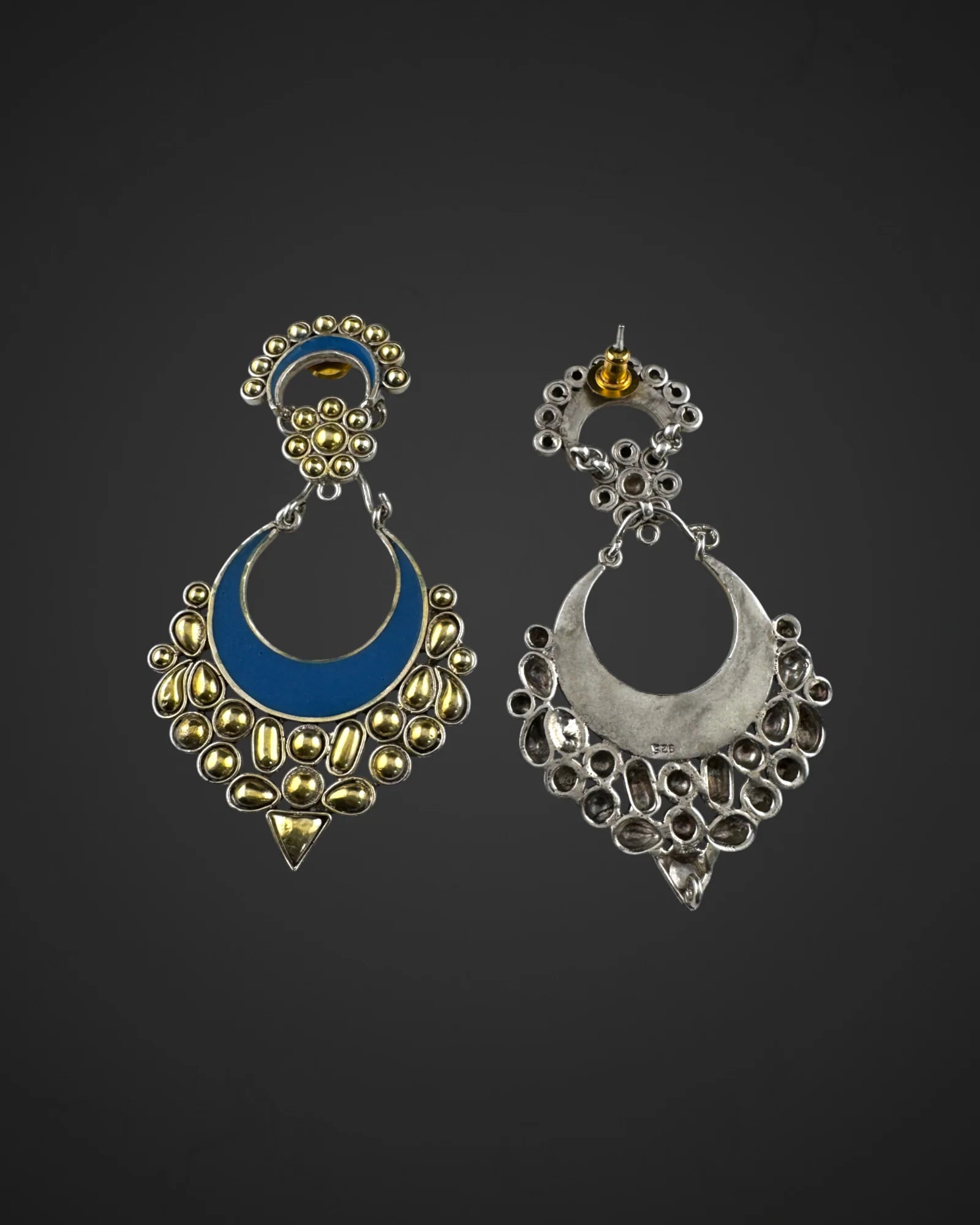 Blue and Gold Harmony Chandbalis