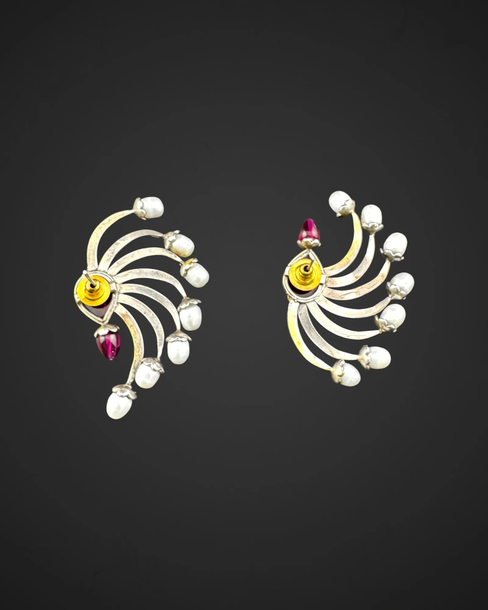 Dancing Ruby Pearl Earrings