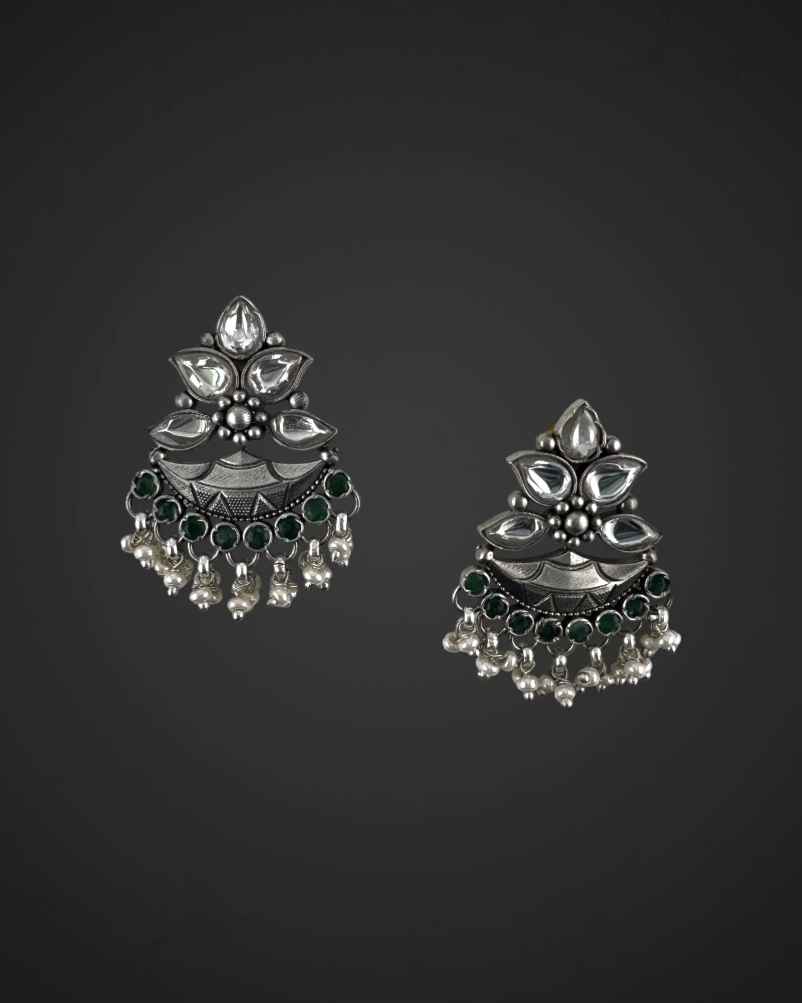 Ornate Green Earrings