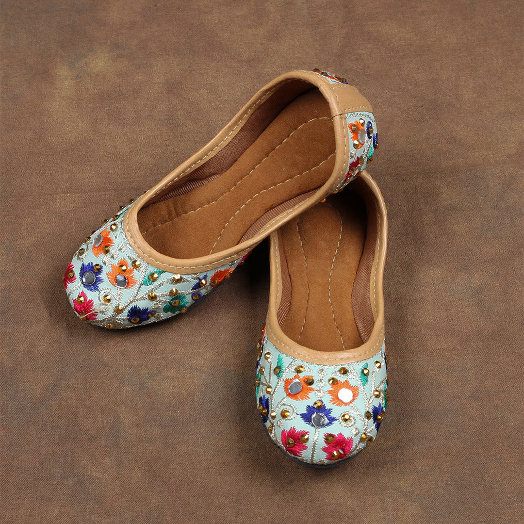 Sky Blue Heritage Textured Jutti