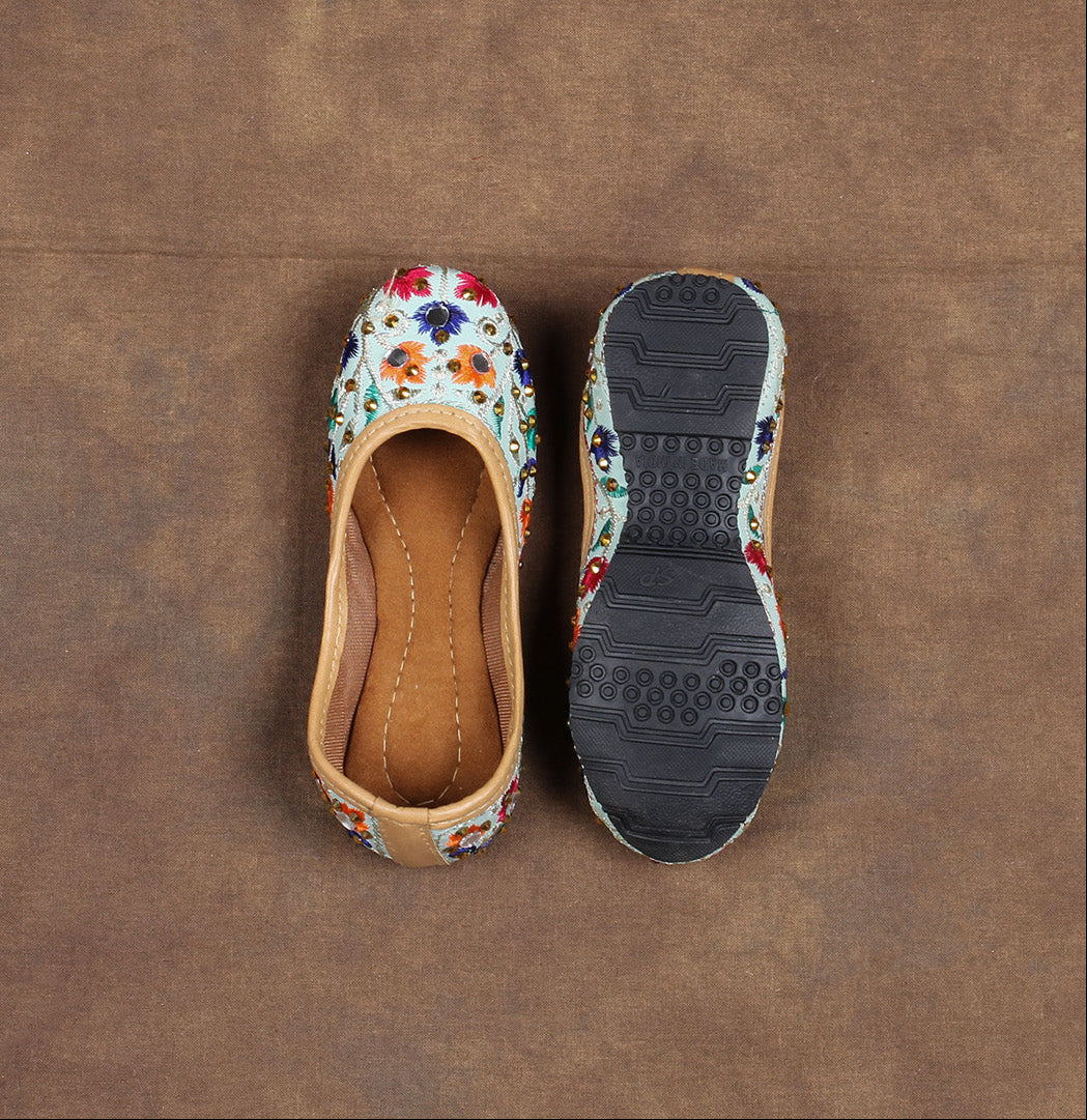 Sky Blue Heritage Textured Jutti