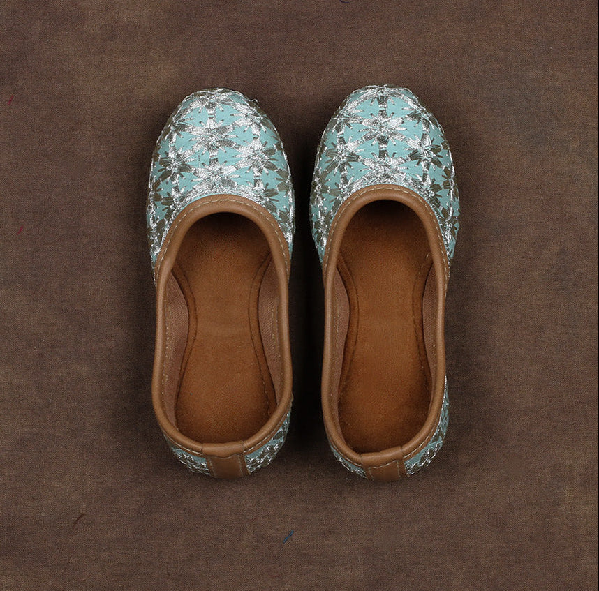 Sea Green Artisan Comfort Round Toe Jutti