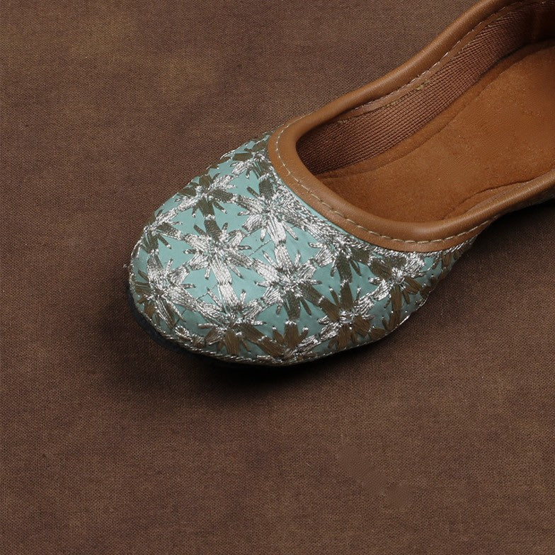 Sea Green Artisan Comfort Round Toe Jutti