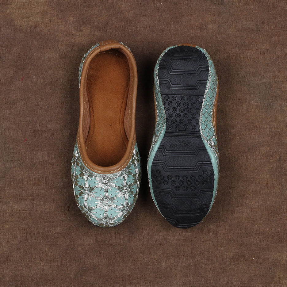 Sea Green Artisan Comfort Round Toe Jutti