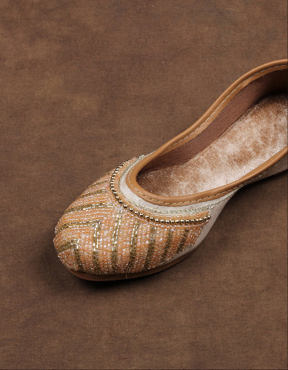 Textured Beige Comfortable Ethnic Jutti