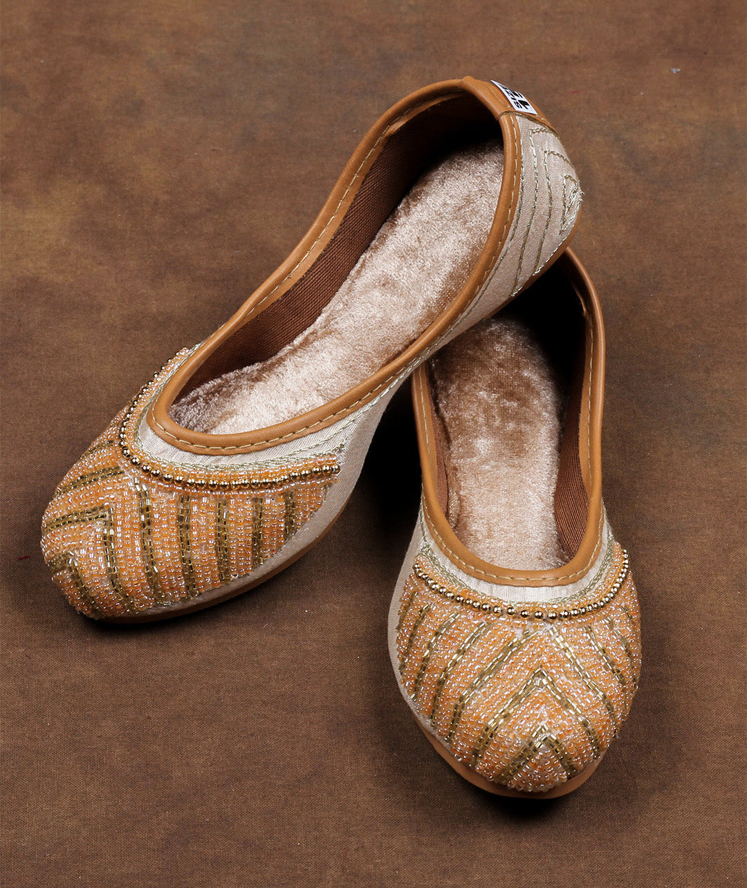 Textured Beige Comfortable Ethnic Jutti