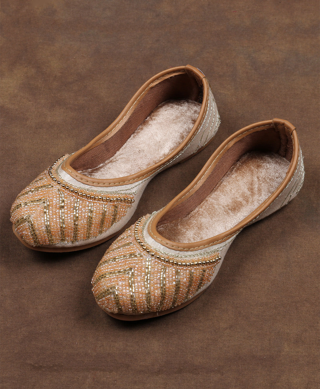 Textured Beige Comfortable Ethnic Jutti