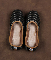 Soft Fabric Black Round Toe Jutti