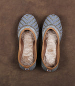 Padded Fabric Sky Blue Ethnic Jutti