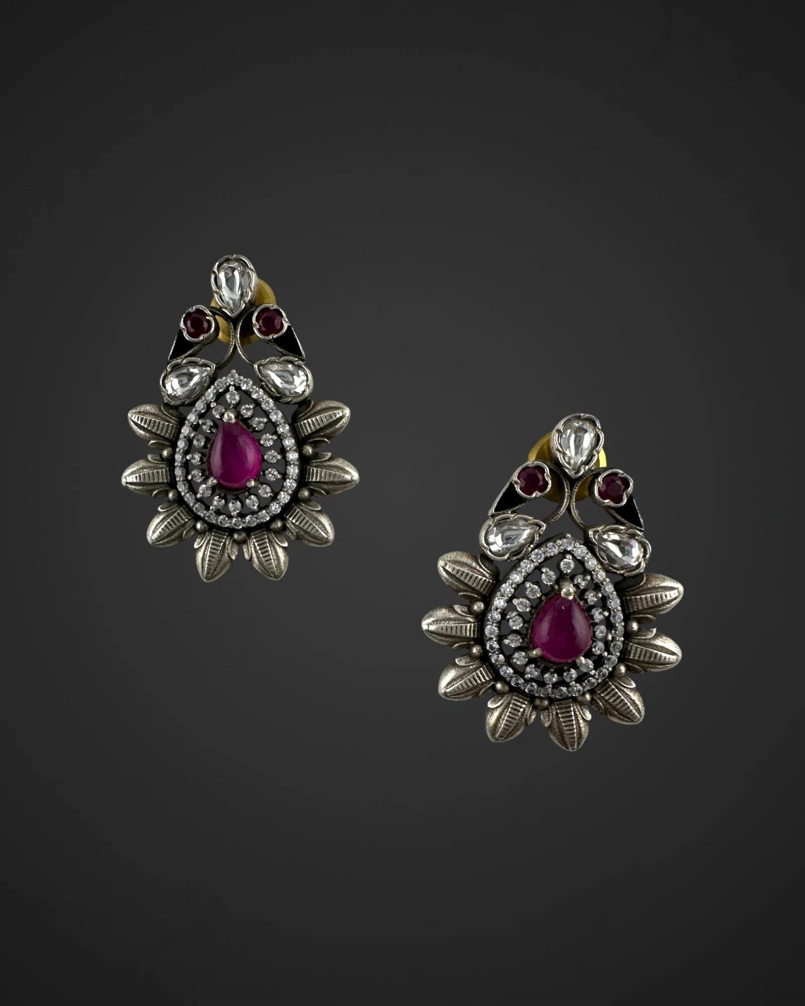 Ruby Halo Studs