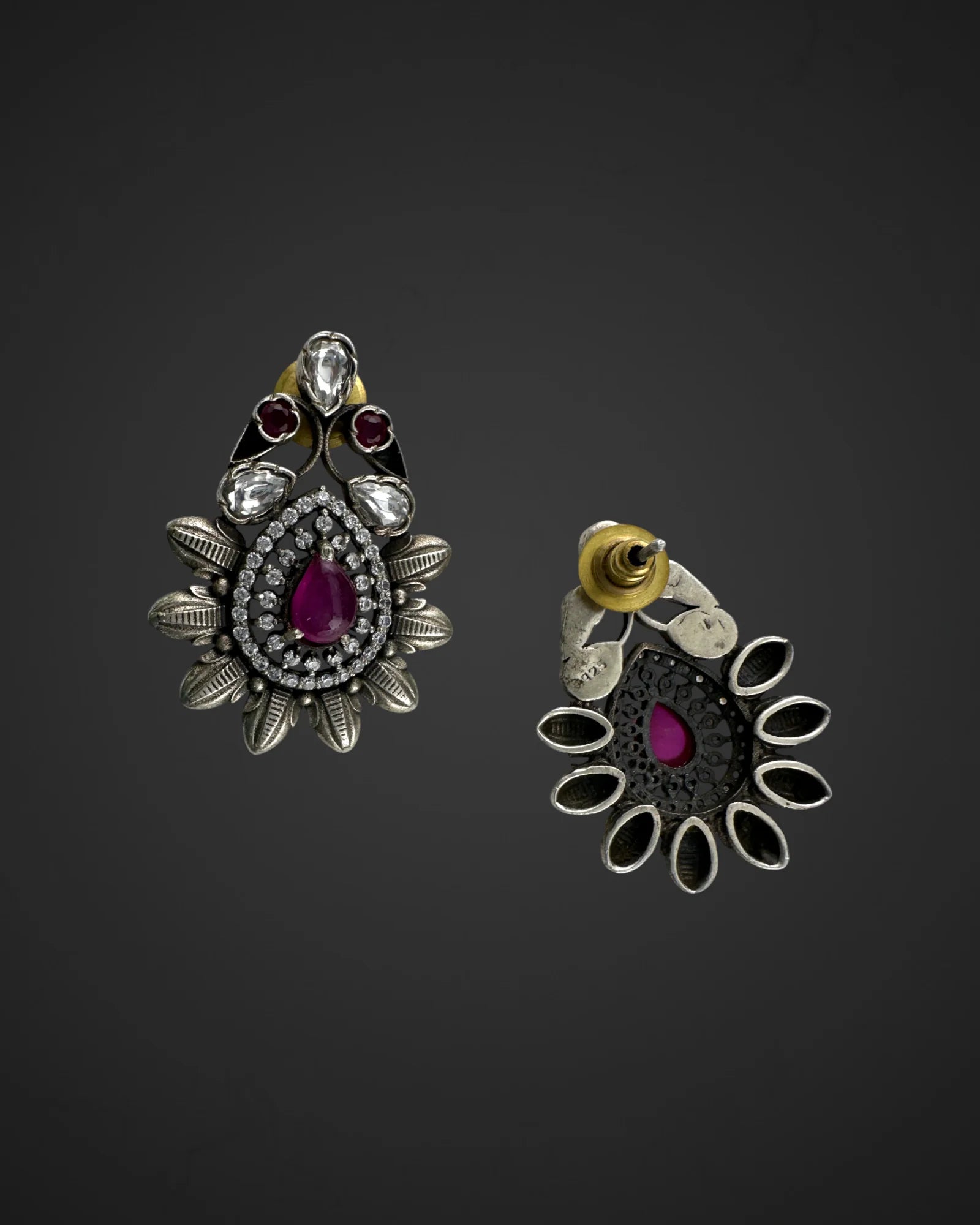 Ruby Halo Studs