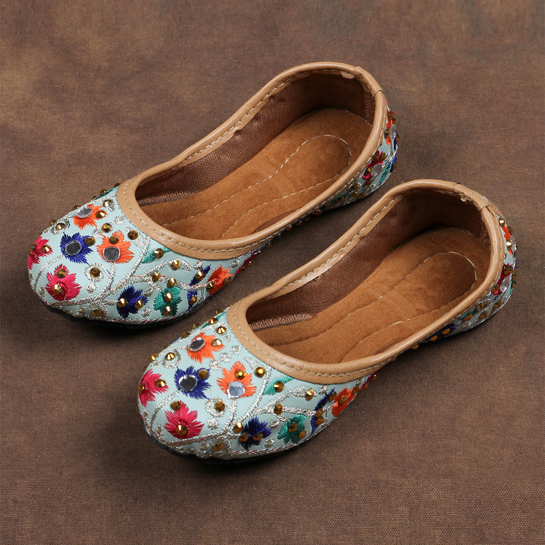 Sky Blue Heritage Textured Jutti
