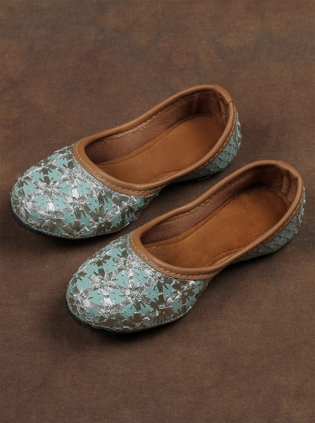 Sea Green Artisan Comfort Round Toe Jutti