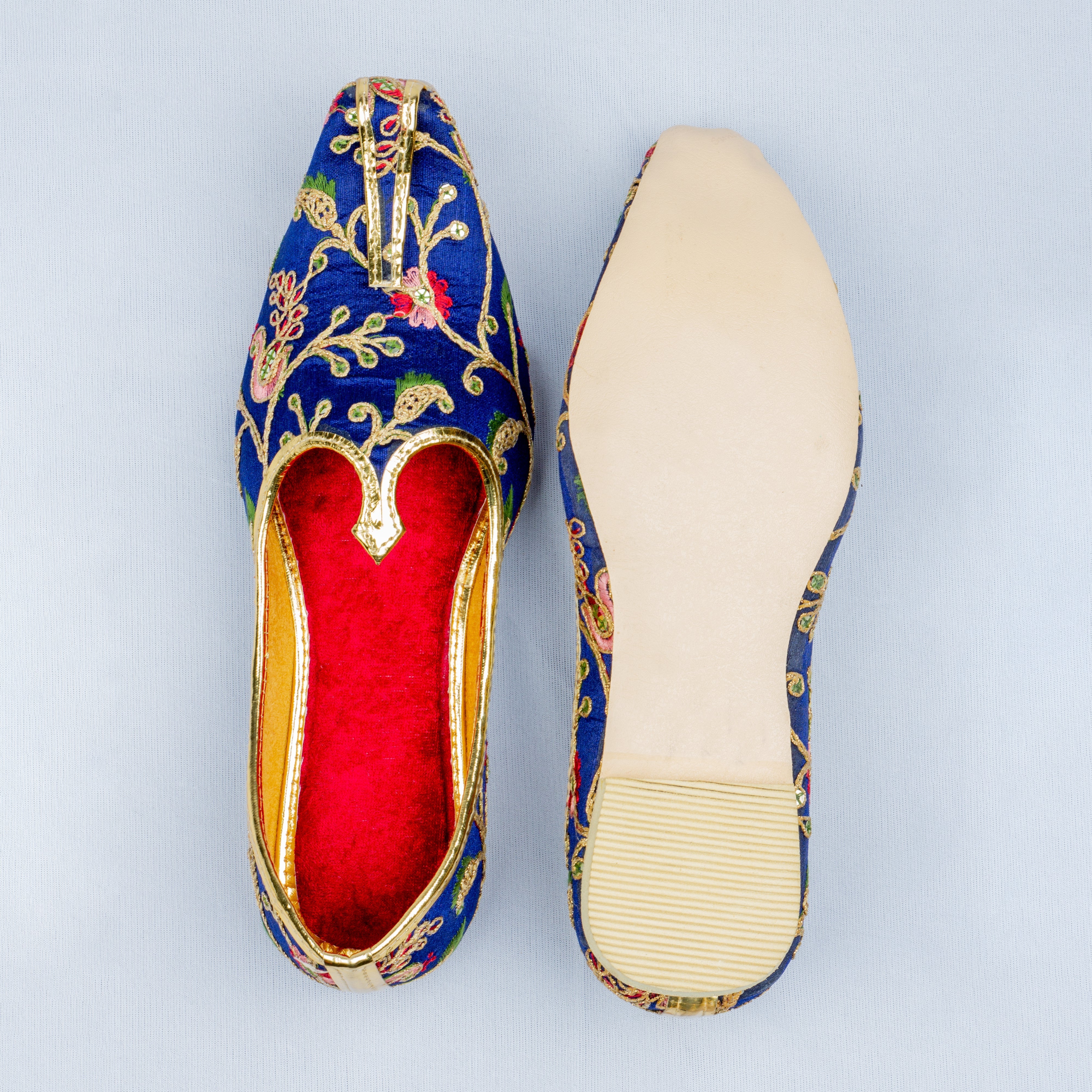 Two Tone Royal Blue Ethnic Mojari