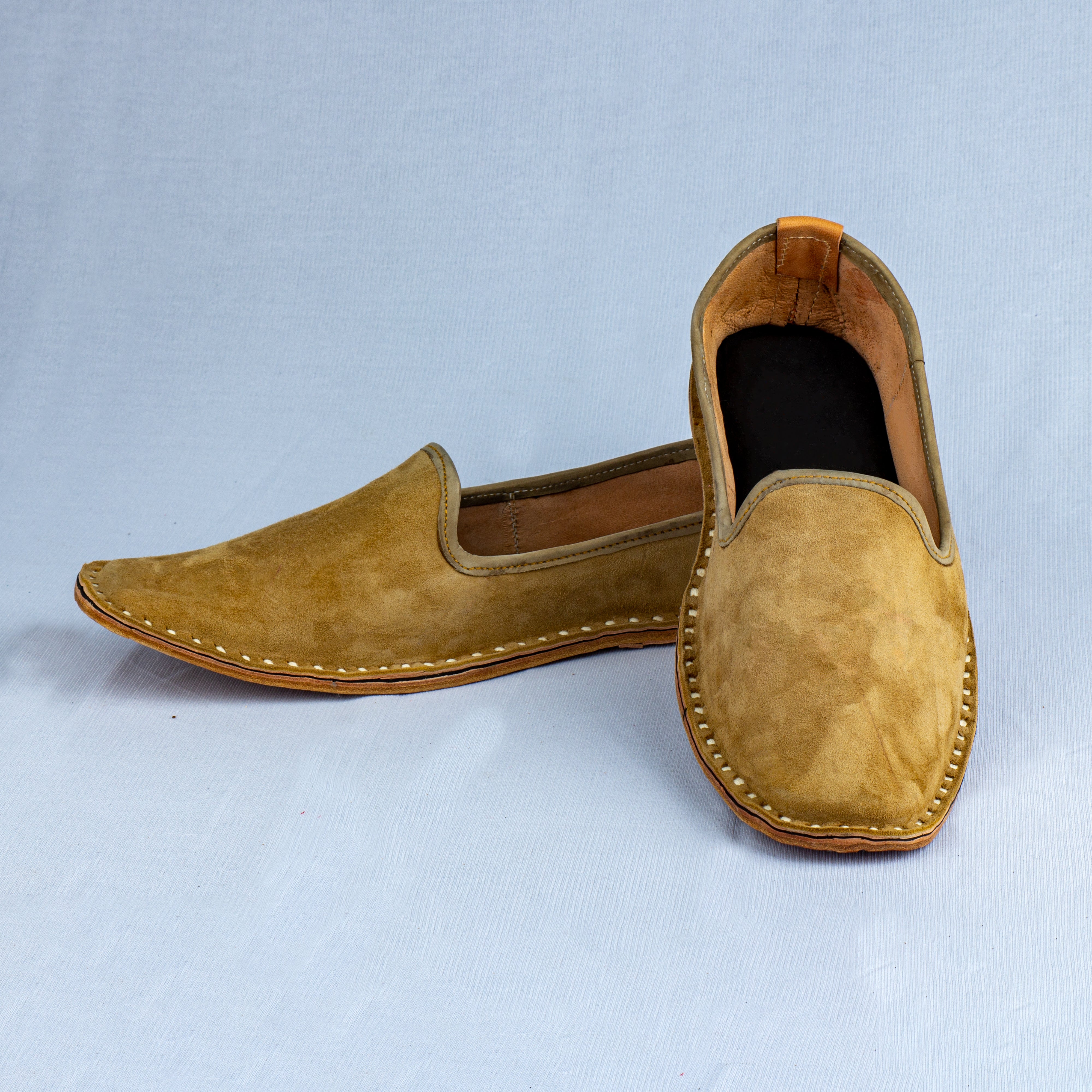 Light Brown Velvet Closed Toe Loafers