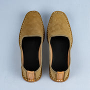 Light Brown Velvet Closed Toe Loafers