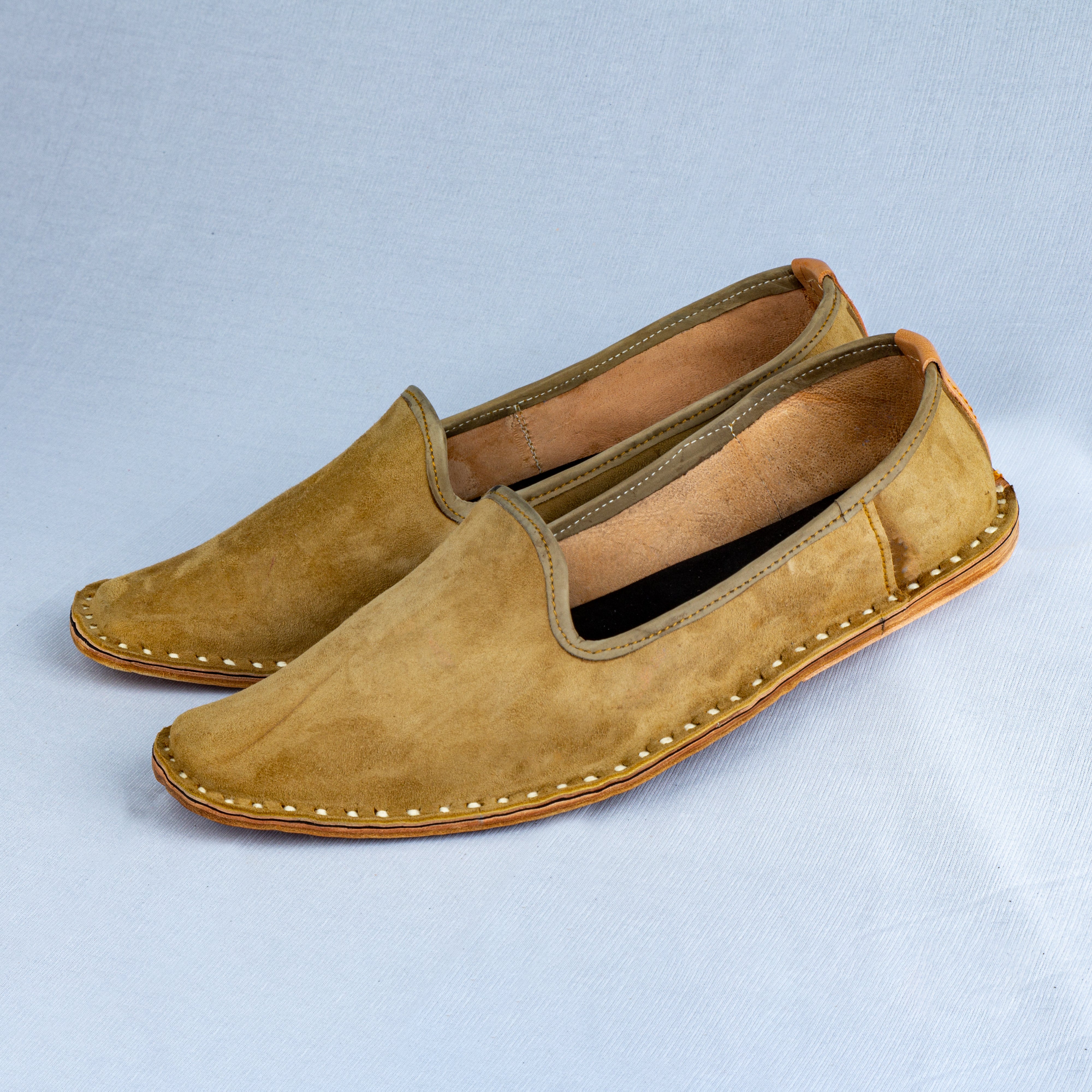 Light Brown Velvet Closed Toe Loafers