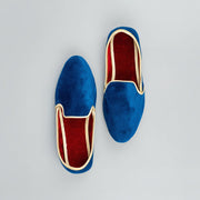 Peacock Blue Handcrafted Velvet Loafers