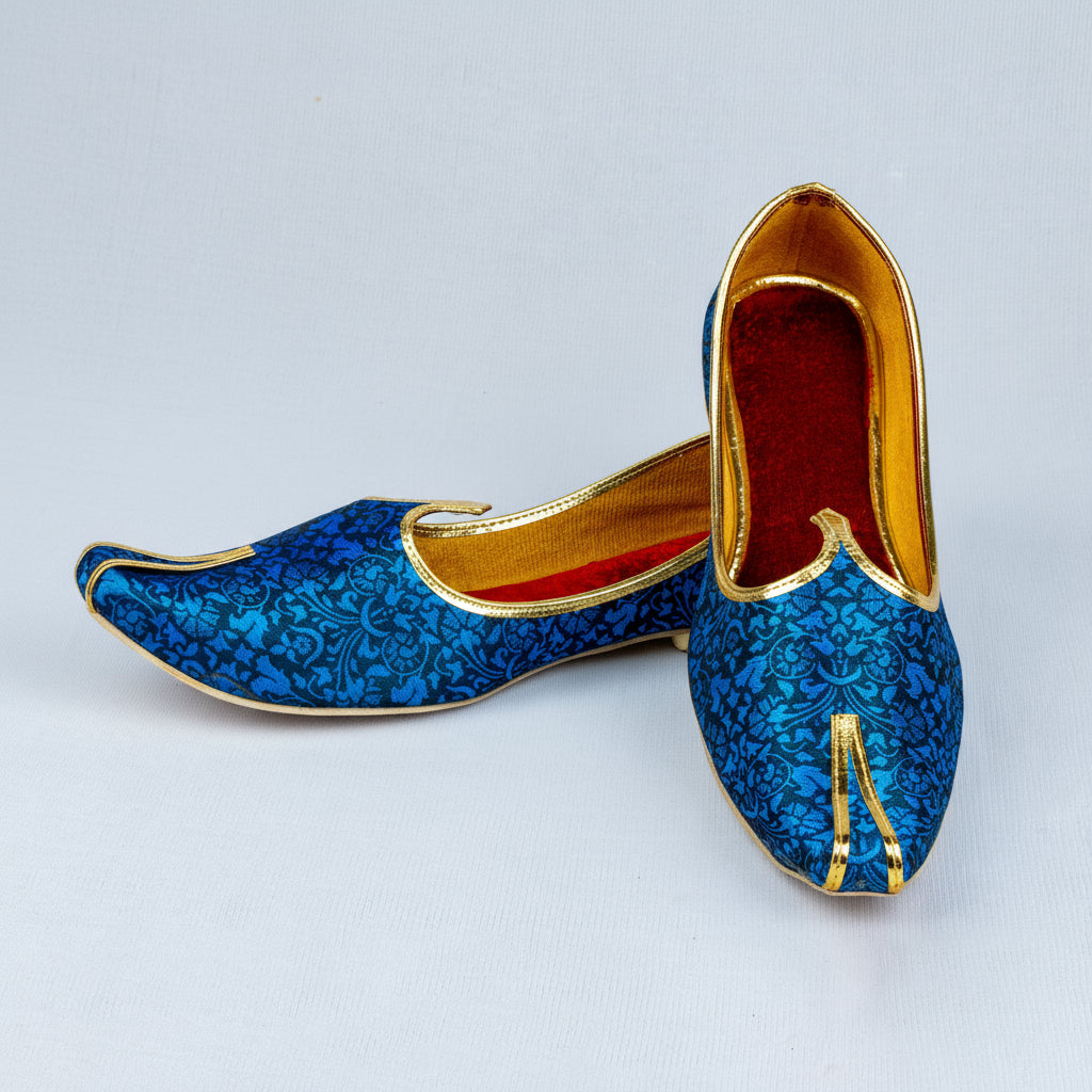 Textured Ink Blue Pointed Mojari