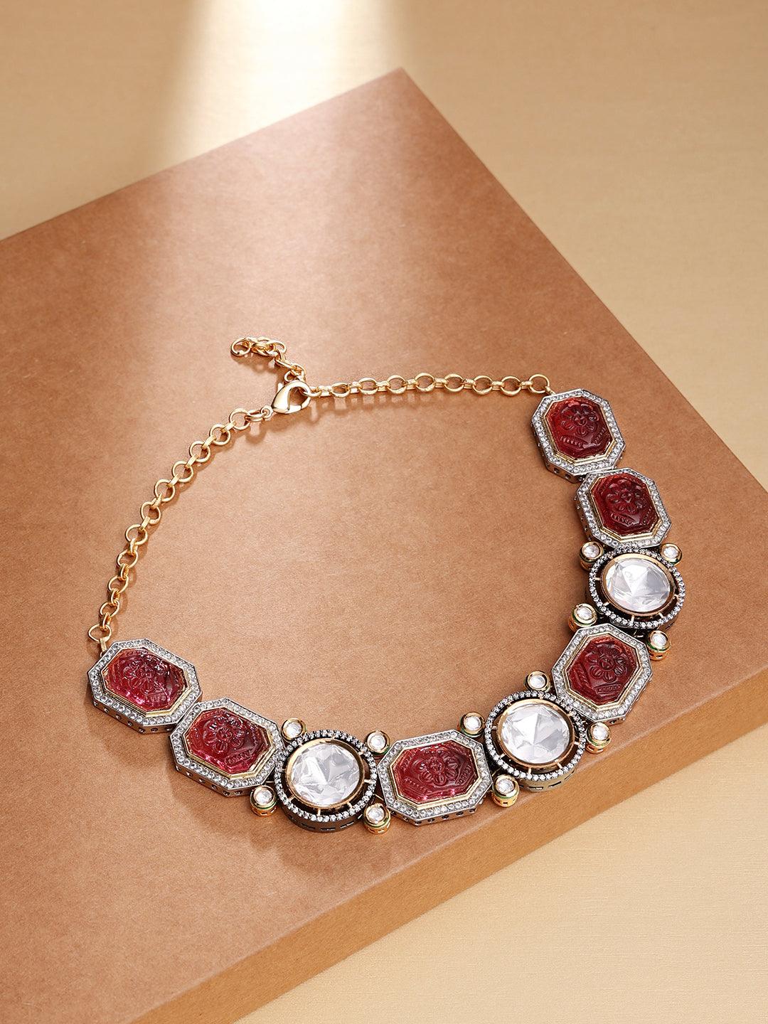 Charming Ruby Kundan Polki Necklace - Dyulokha