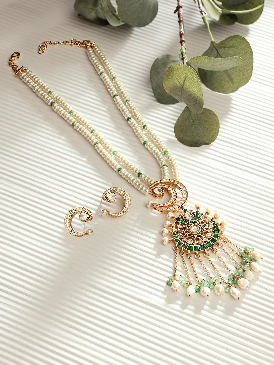 Gold-Finish Double Layer Pearl Set - Dyulokha
