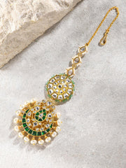 Emerald Glow Polki Green Maangtikka - Dyulokha