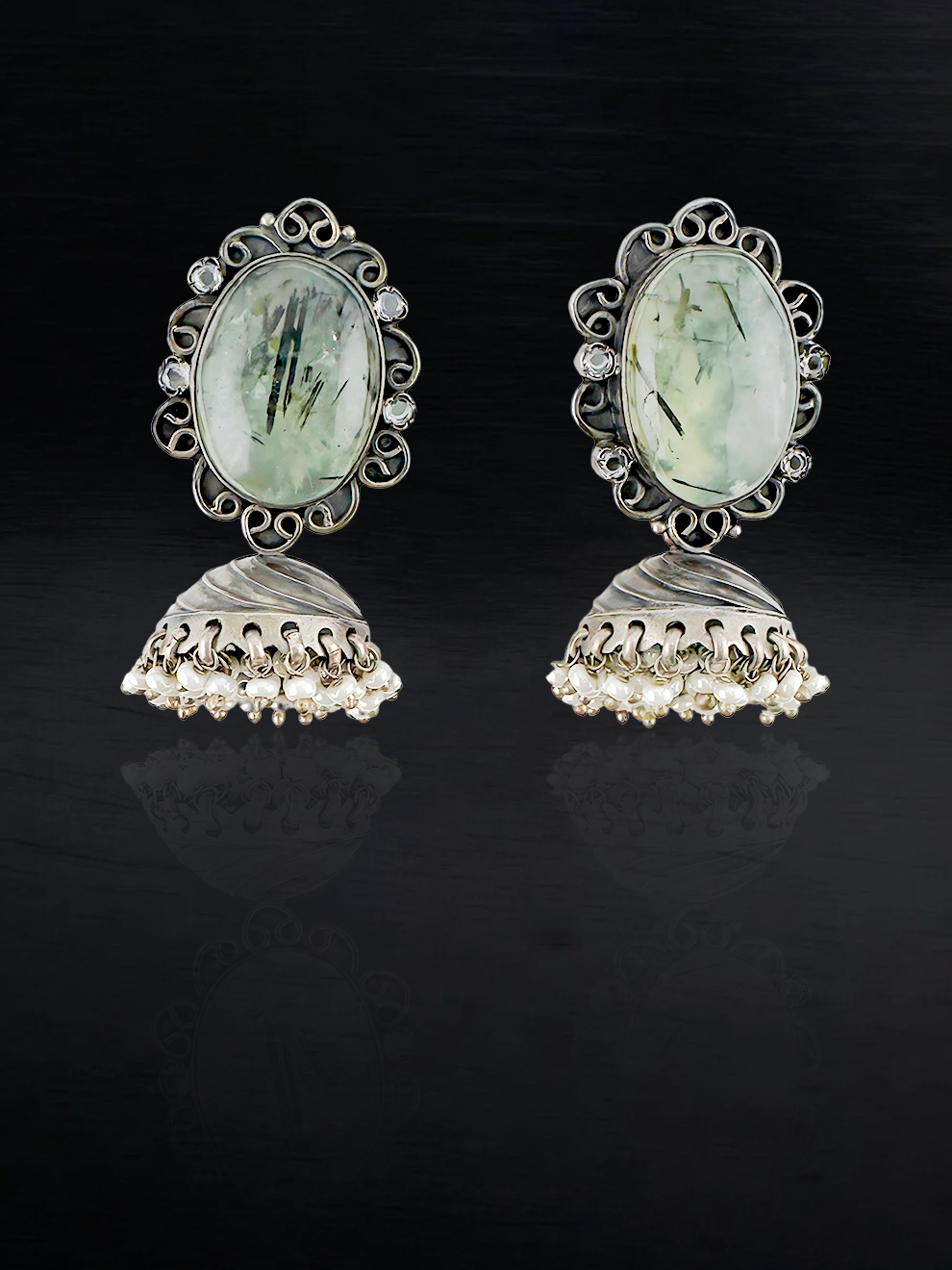 Jade Whispers Jhumkas