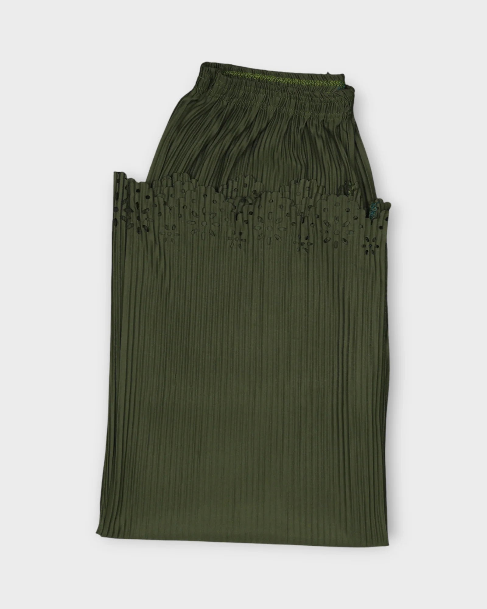 Mehendi Green Floral Cutwork Cotton Palazzos