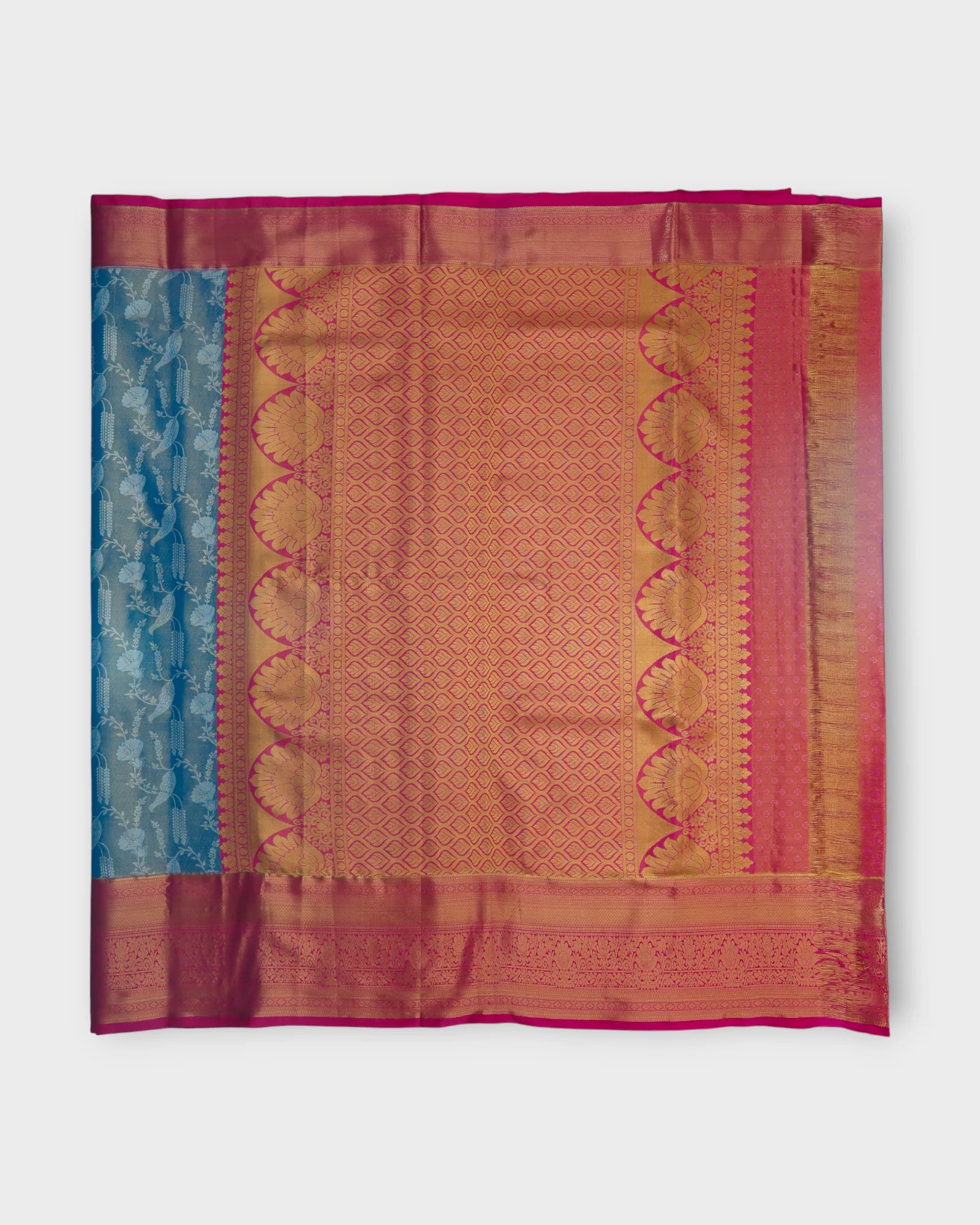 Light Blue Kanjivaram Silk Saree With Silver Zari