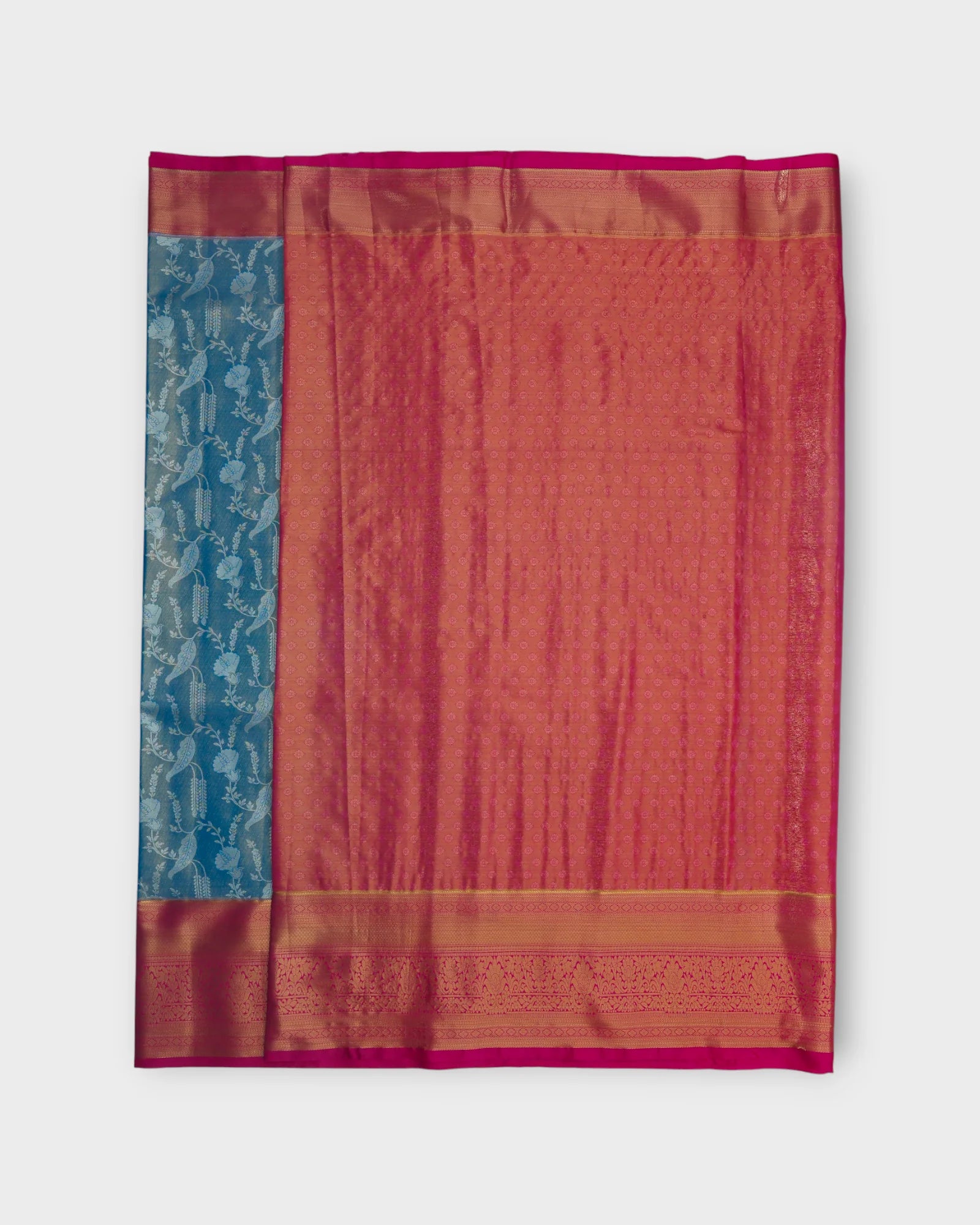 Light Blue Kanjivaram Silk Saree With Silver Zari