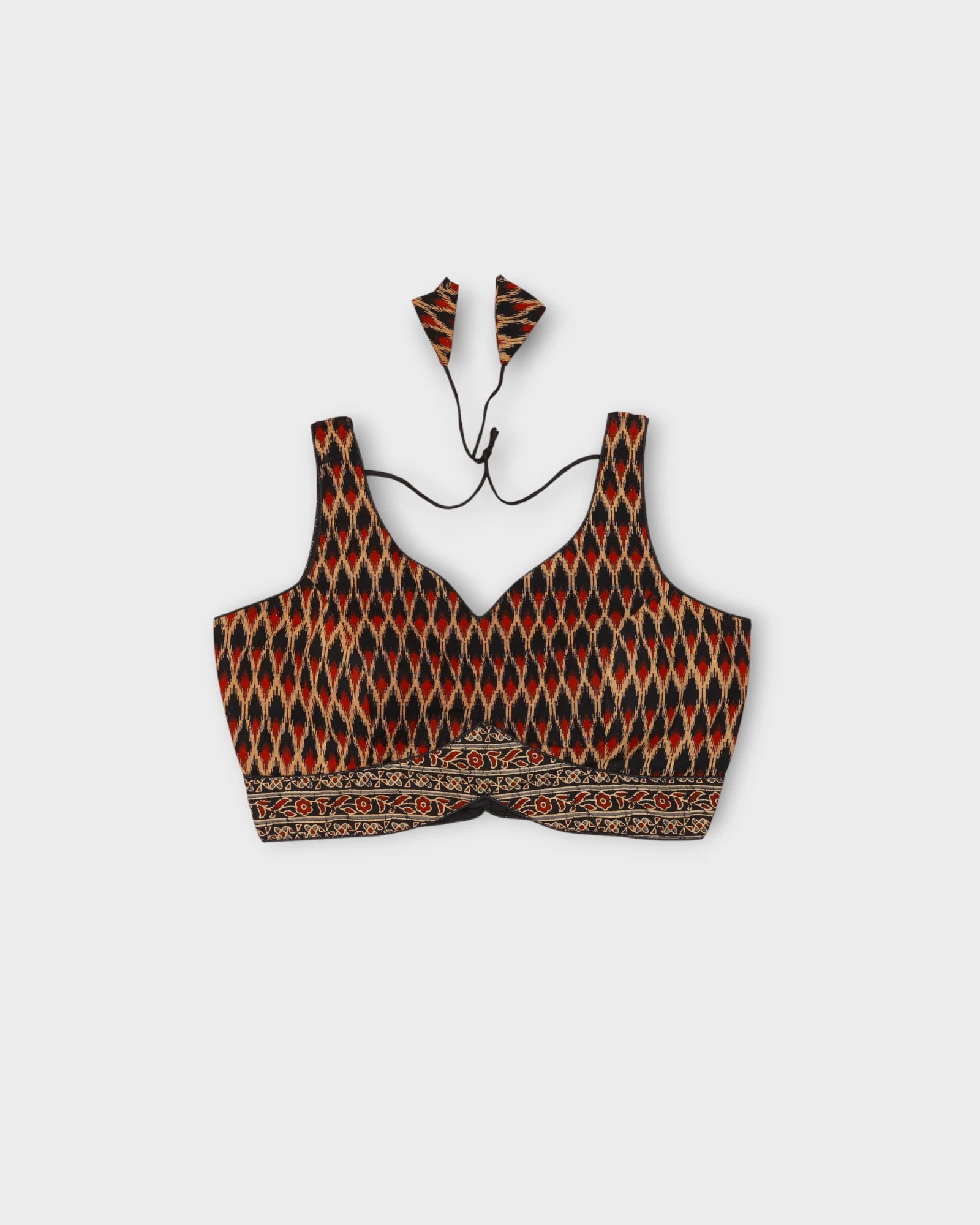 Ajrak Print Cotton V Neck Readymade Blouse