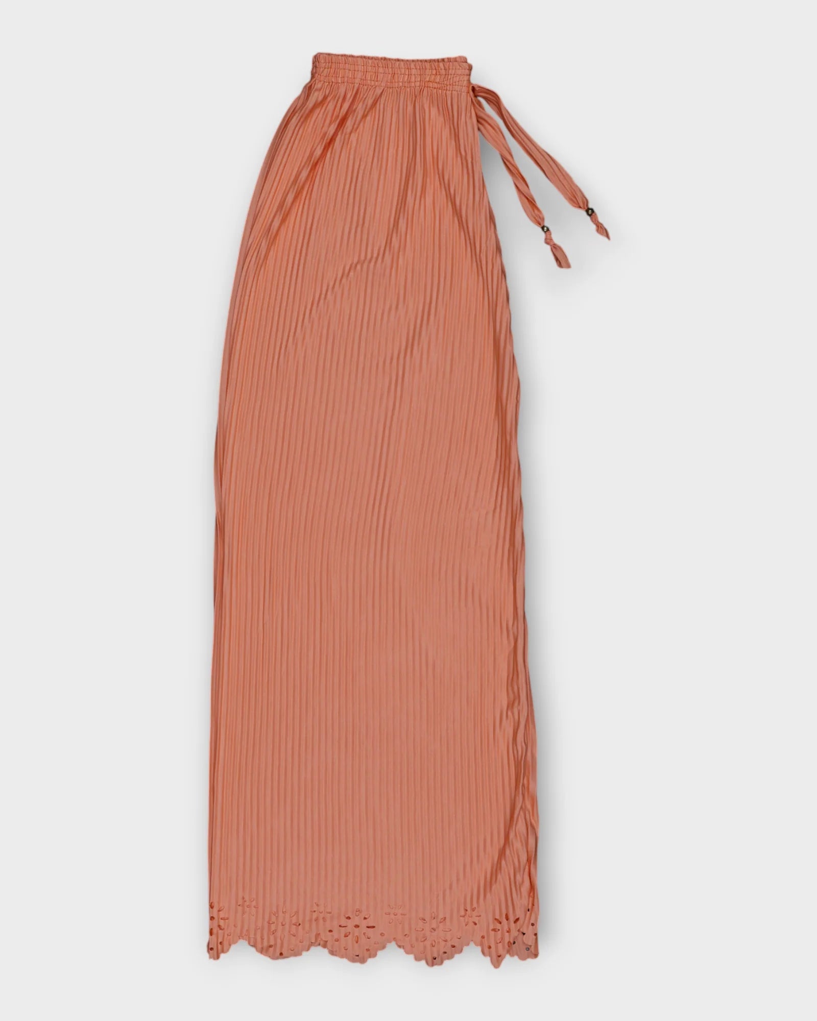 Peach Flower Print Cotton Palazzos