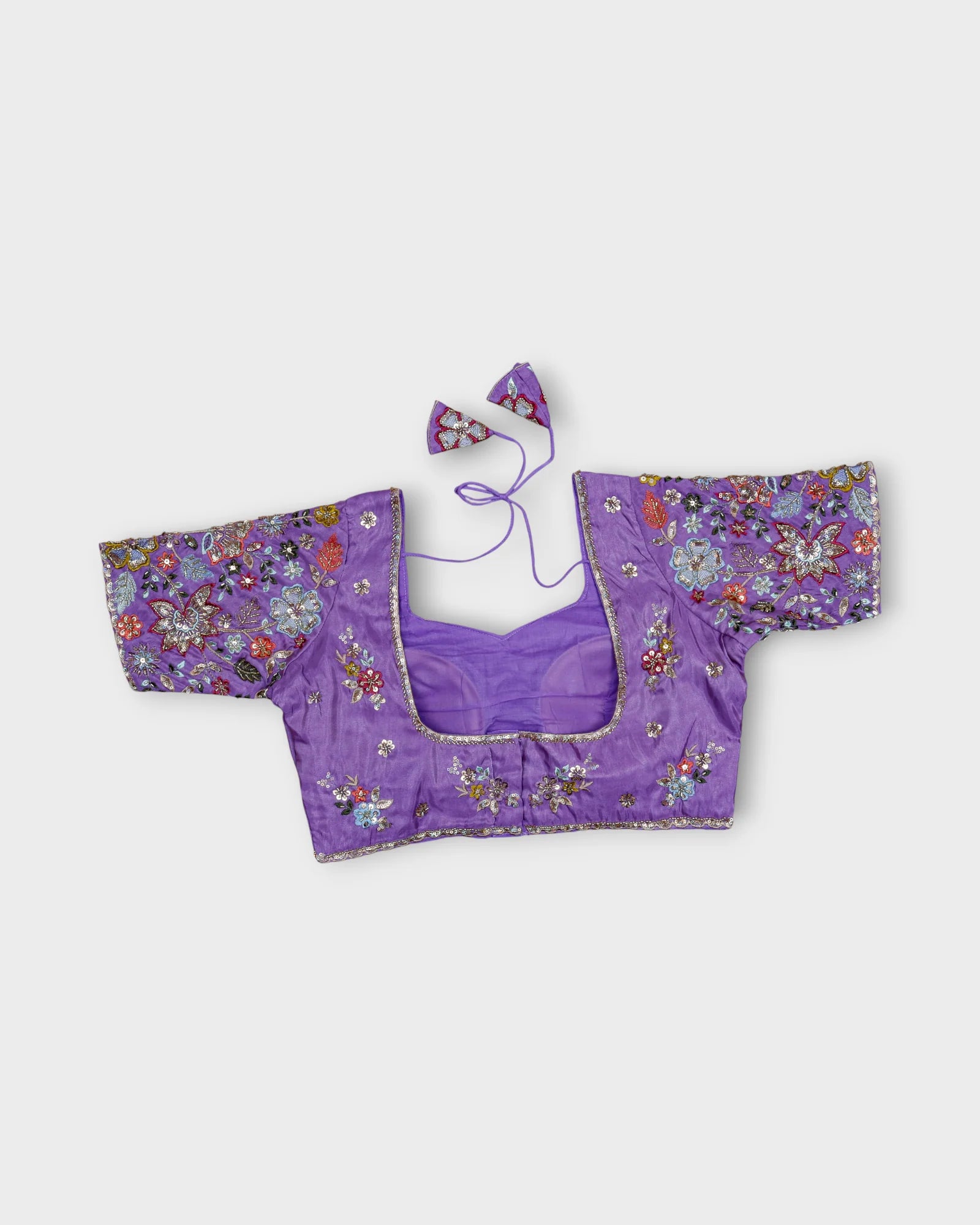 Silk Notched Neck Fitted Sleeve Readymade Blouse