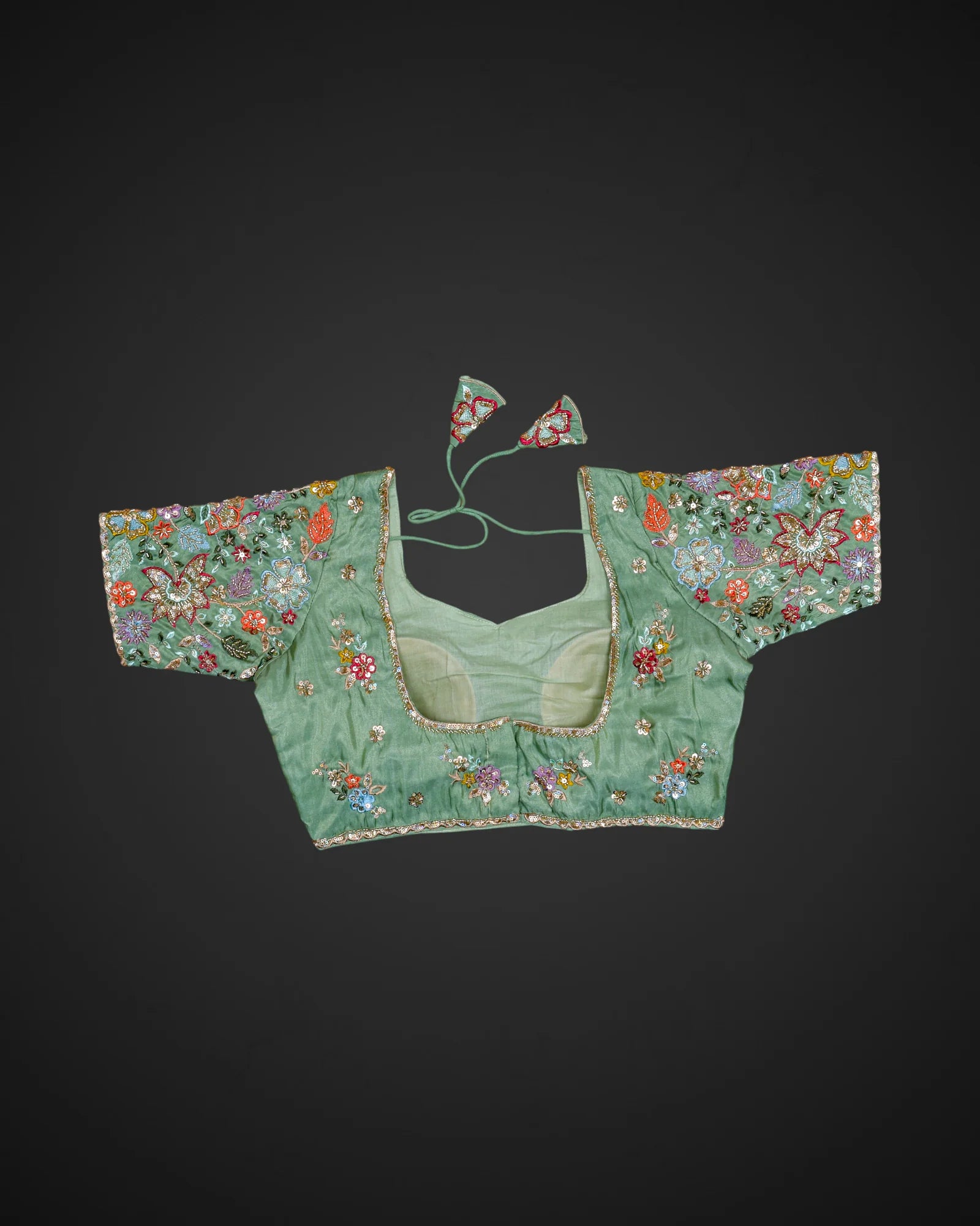 Silk Notched Neck Fitted Sleeve Readymade Blouse
